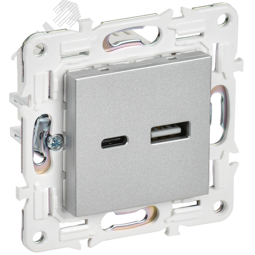 SKANDY Розетка USB A+C 18Вт SK-R13S серебряный IEK - фото 1