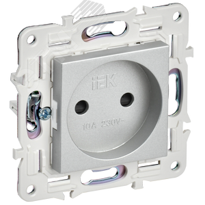 SKANDY Розетка без заземления с защитными шторками 10А SK-R01S серебряный IEK - фото 1