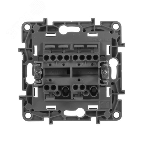 Выключатель 2-клавишный проходной 10А безвинтовое крепление антрацит ETIKA - фото 2