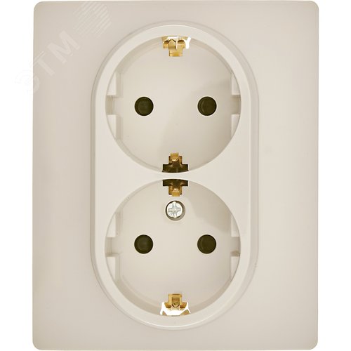 Розетка 2-местная с заземлением с защитными шторками 16А в сборе слоновая кость INSPIRIA - фото 2