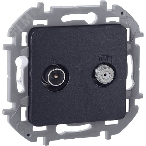 Изображение товара Розетка двойная TV+SAT тип звезда двухкабельная антрацит INSPIRIA (шт)