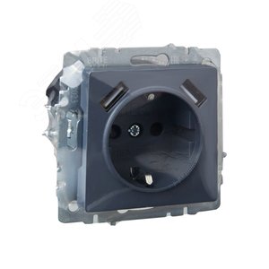 BRITE Розетка с заземлением с защитными шторками 16А с USB A+A 2,1А РЮш10-1-БрМ маренго - фото 6