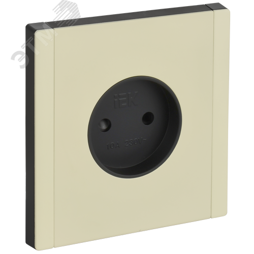 Изображение товара FORTE&PIANO Розетка 1-местная без заземления с защитными шторками винтовое крепление 10А FP817M металл слоновая кость IEK (шт)