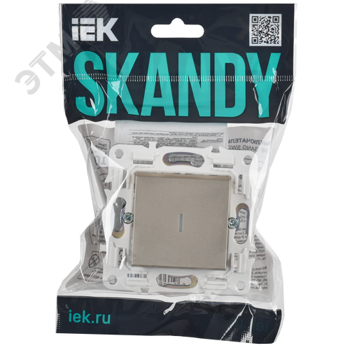 SKANDY Выключатель 1-клавишный проходной с индикацией 10А SK-V08Sh шампань IEK - фото 2