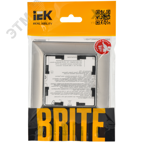 BRITE Рамка 1 пост РУ-1-Бр хром/никель IEK - фото 2