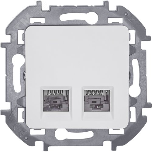 Розетка компьютерная двойная RJ45 категория 6 UTP белый INSPIRIA - фото 3