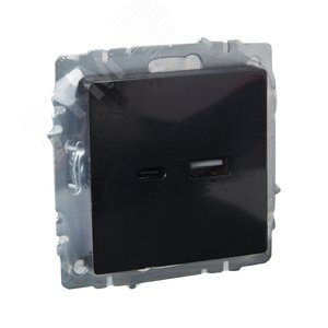 BRITE Розетка USB A+C 18Вт РЮ11-1-БрЧ черный - фото 6