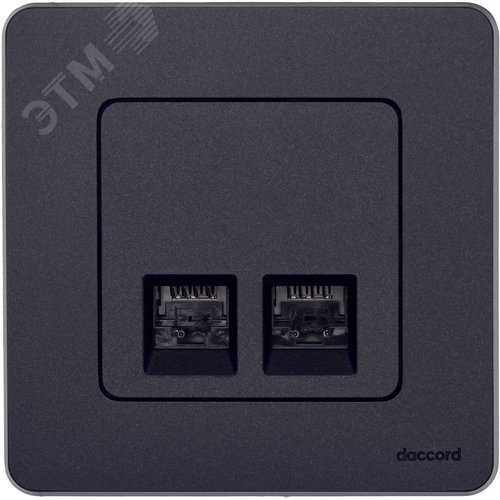Розетка компьютерная двойная RJ45 категория 5Е UTP антрацит INSPIRIA - фото 2