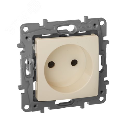 Розетка 1-местная без заземления без защитных шторок 16А слоновая кость ETIKA - фото 1