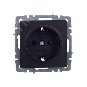 BRITE Розетка с заземлением без защитных шторок 16А РС11-1-0-БрЧ черный - фото 2