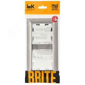 BRITE Рамка 2 поста РУ-2-Бр хром/никель IEK - фото 2