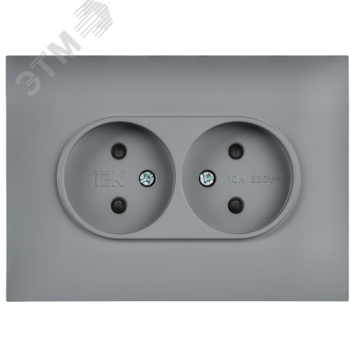 SKANDY Розетка 2-местная без заземления с защитными шторками 10А в сборе SK-R09Gr серый IEK - фото 2