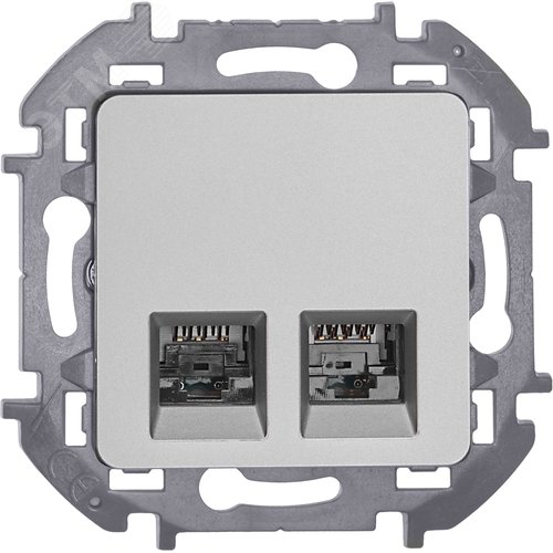 Розетка компьютерная двойная RJ45 категория 5Е UTP алюминий INSPIRIA - фото 2