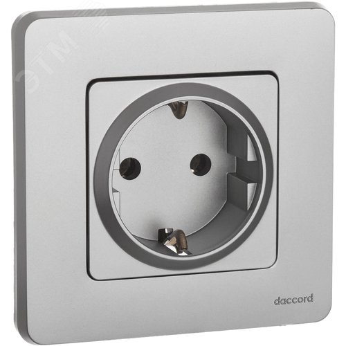 Розетка 1-местная с заземлением без защитных шторок 16А алюминий INSPIRIA - фото 3