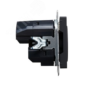 BRITE Розетка 1 пост с заземлением с защитными шторками 16А с USB A+A 5В 3,1А РЮш10-2-БрГ графит - фото 3