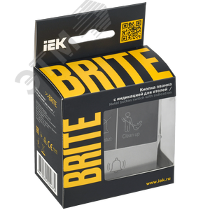 BRITE Кнопка звонка с индикацией для отелей 10А ВС10-1-9-БрА алюминий IEK - фото 2