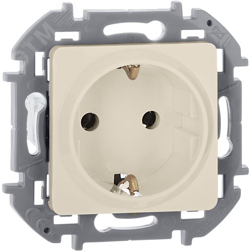 Розетка 1-местная с заземлением без защитных шторок 16А слоновая кость INSPIRIA - фото 1