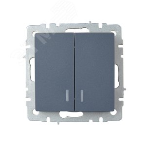 BRITE Выключатель двухклавишный с индикацией 10А ВС10-2-1-БрМ маренго - фото 2