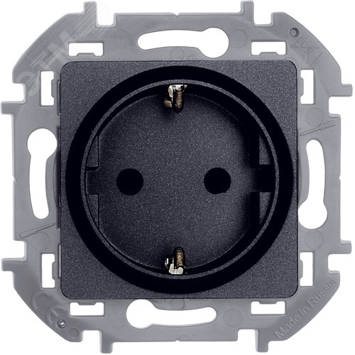 Розетка 1-местная с заземлением с защитными шторками 16А антрацит INSPIRIA - фото 3