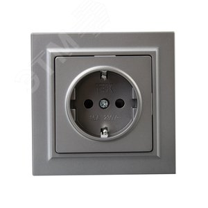 BRITE Розетка 1 пост с заземлением с защитными шторками 16А в сборе РСР14-1-0-БрС сталь IEK - фото 2