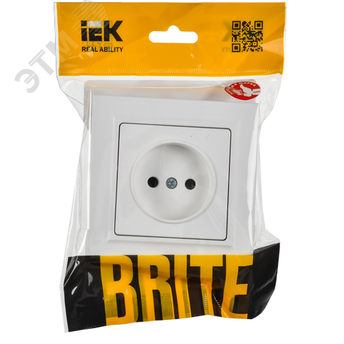 BRITE Розетка 1-местная без заземления без защитных шторок 10А в сборе РСР10-1-0-БрАБ арктический белый IEK - фото 6