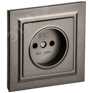 BRITE Розетка 1 пост без заземления без защитных шторок 10А в сборе РСР10-1-0-БрТБ темная бронза IEK - фото 1