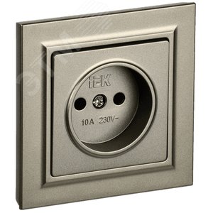 BRITE Розетка 1 пост без заземления без защитных шторок 10А в сборе РСР10-1-0-БрШ шампань IEK - фото 1