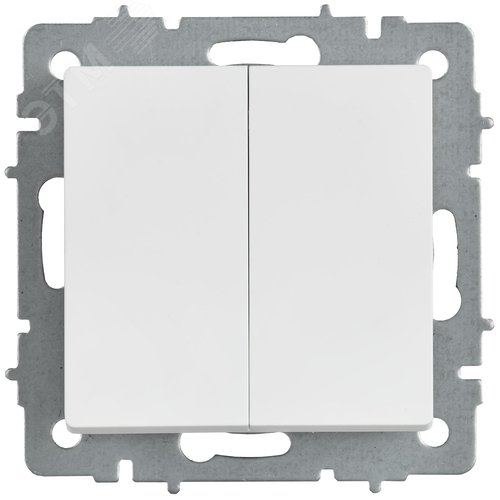 BRITE Выключатель 2-клавишный 10А ВС10-2-0-БрАБ арктический белый IEK - фото 2