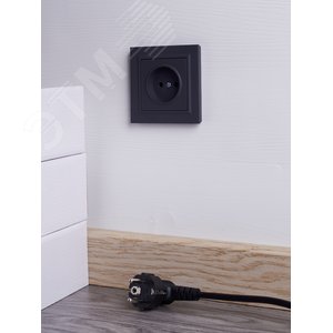 BRITE Розетка 1 пост без заземления без защитных шторок 10А в сборе РСР10-1-0-БрГ графит IEK - фото 6