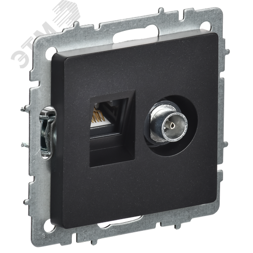 Изображение товара BRITE Розетка двойная TV+RJ45 кат.5E РТВ/РК12-БрЧ черный (шт)