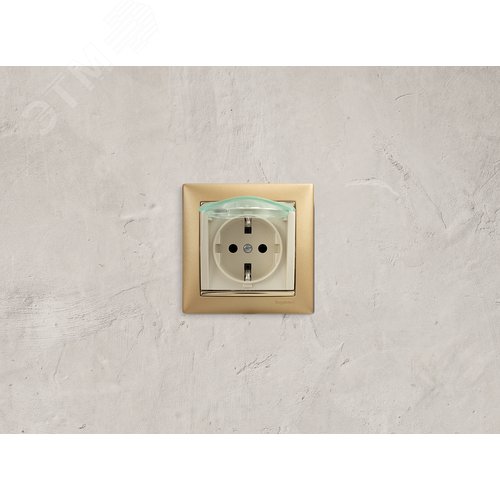 Розетка 1-местная с заземлением с защитными шторками и крышкой 16А IP44 слоновая кость VALENA - фото 3