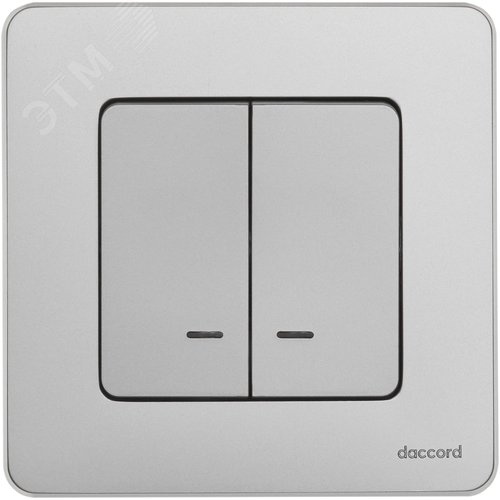 Выключатель 2-клавишный с подсветкой/индикацией 10АХ безвинтовое крепление алюминий INSPIRIA - фото 2