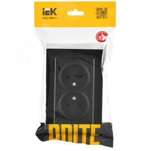 BRITE Розетка 2-местная без заземления с защитными шторками 10А в сборе РСш12-2-БрЧ черный IEK - фото 2