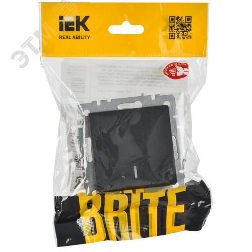 BRITE Выключатель одноклавишный с индикацией 10А ВС10-1-1-БрГ графит - фото 6