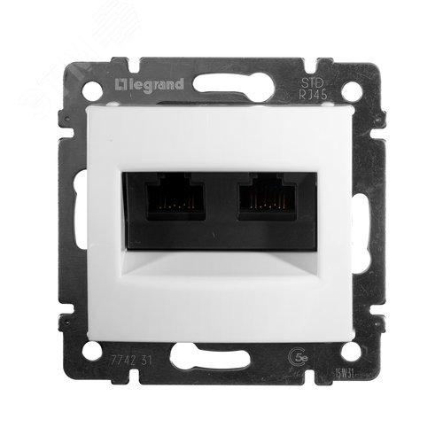 Розетка компьютерная двойная RJ45 категория 5Е UTP с захватами белый VALENA - фото 2