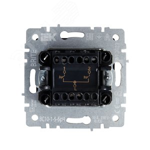 BRITE Выключатель жалюзи 10А ВС10-1-5-БрЧ черный - фото 5