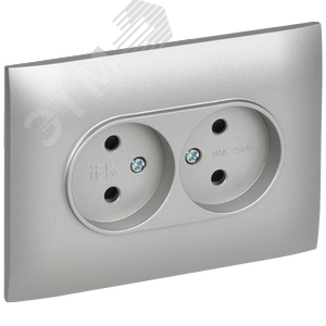 Изображение товара SKANDY Розетка 2-местная без заземления с защитными шторками 10А в сборе SK-R09S серебряный IEK (шт)