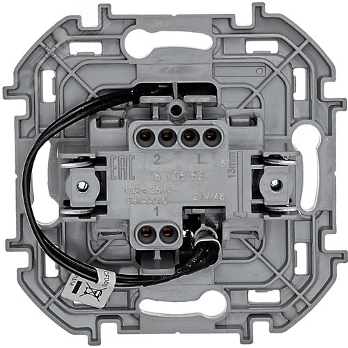 Выключатель 1-клавишный проходной с подсветкой/индикацией 10АХ безвинтовое крепление антрацит INSPIRIA - фото 3