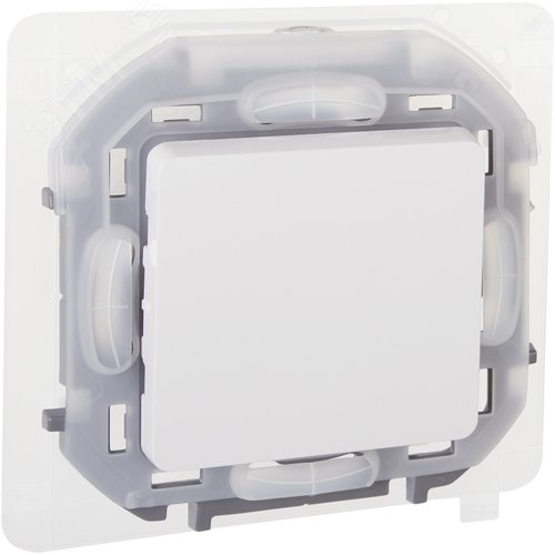 Выключатель 1-клавишный проходной 10АХ IP44 безвинтовое крепление белый INSPIRIA - фото 1