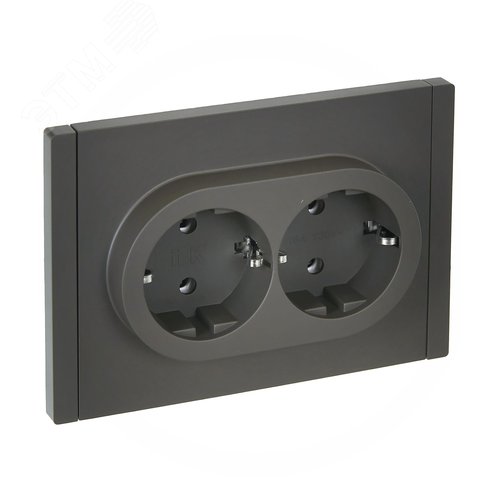 Изображение товара FORTE&PIANO Розетка 2-местная с заземлением без защитных шторок безвинтовое крепление 16А FP324 серый IEK (шт)