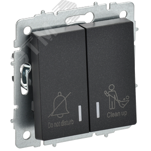 Изображение товара BRITE Выключатель 2-клавишный с индикацией для отелей 10А ВС10-2-9-БрЧ черный IEK (шт)