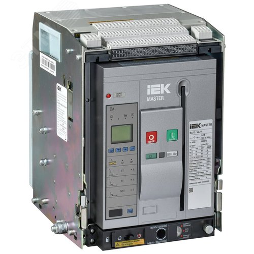 Изображение товара Выключатель автоматический воздушный переменного тока ВА77 выдвижного исполнения 3 полюса типоразмер A 65кА 1600А EA (шт)