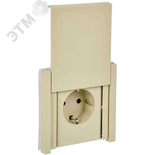 FORTE&PIANO Розетка 1-местная с заземлением с защитными шторками и крышкой винтовое крепление 16А IP44 FP421 ваниль IEK - фото 1