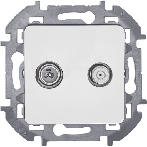 Розетка двойная TV+SAT тип звезда двухкабельная белый INSPIRIA - фото 4