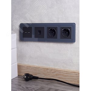 BRITE Рамка 4 поста РУ-4-2-Бр стекло графит RE IEK - фото 5