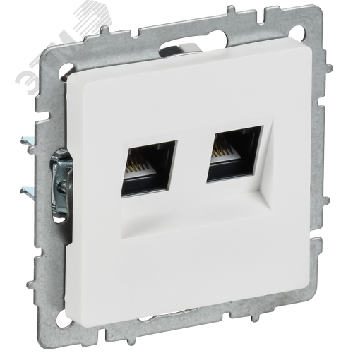 BRITE Розетка компьютерная двойная кат.5E RJ45 РК10-2-БрАБ арктический белый IEK - фото 1