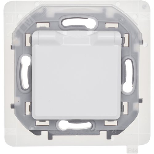 Розетка 1-местная с заземлением с защитными шторками и крышкой 16А IP44 белый INSPIRIA - фото 2