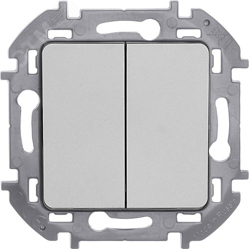 Выключатель 2-клавишный 10АХ безвинтовое крепление алюминий INSPIRIA - фото 3