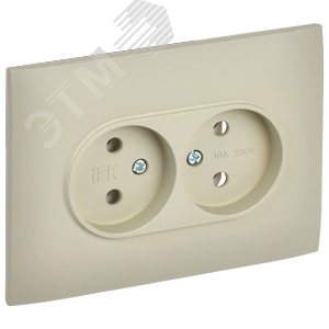 Изображение товара SKANDY Розетка 2-местная без заземления без защитных шторок 10А в сборе SK-R10B бежевый IEK (шт)