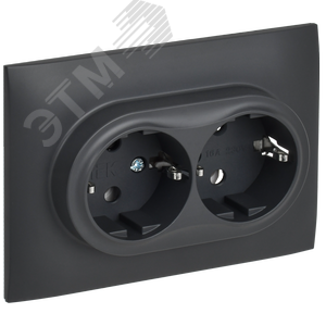 Изображение товара SKANDY Розетка 2-местная с заземлением без защитных шторок 16А в сборе SK-R08T титан IEK (шт)